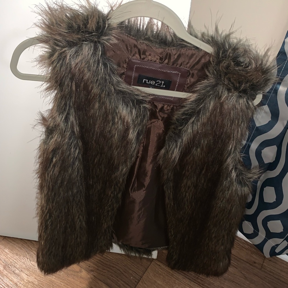 A fur vest from rue 21 size large